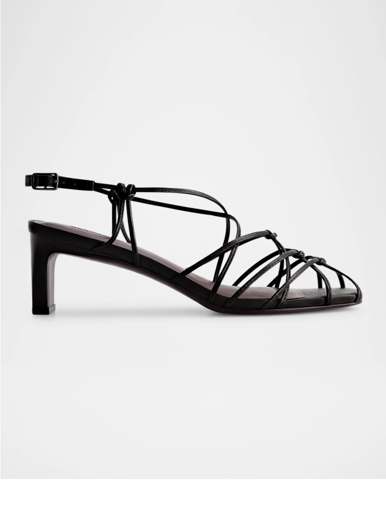 Nwot Bernardo Black Strappy Knot Mid-Heel Sandal